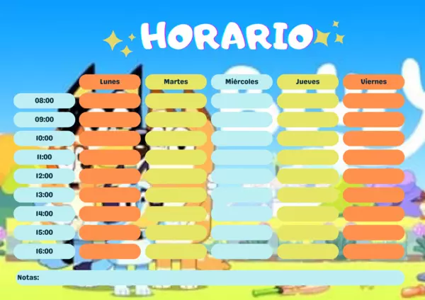 Horario Escolar Bluey Profe Social