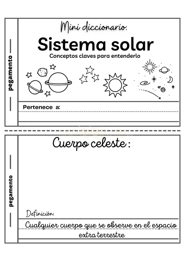 Mini Diccionario Sistema Solar Profe Social