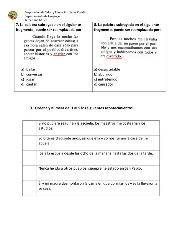 Prueba lectura complementaria El lugar más bonito del mundo autora