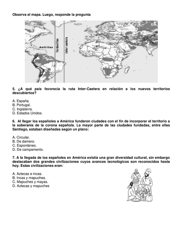 Evaluación de historia Los viajes y la conquista de América 5 año