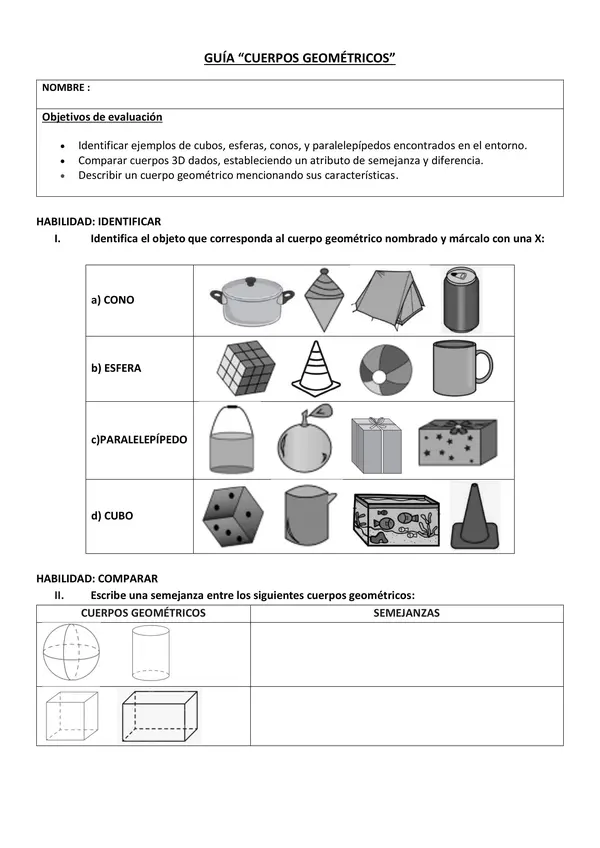 Guía Cuerpos geométricos 2do básico profe social