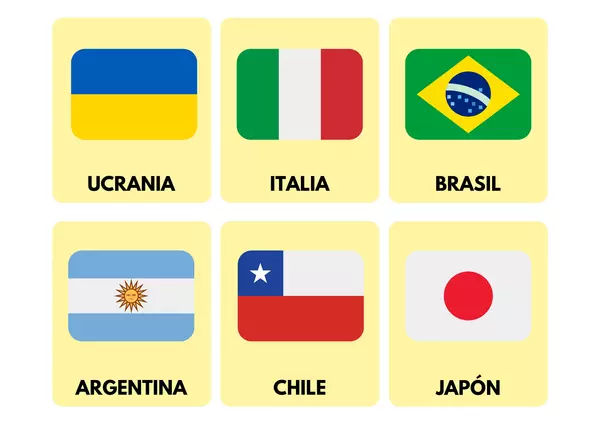 Tarjetas con Ilustraciones: Banderas del mundo