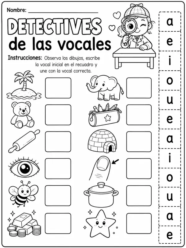 Ficha Detective de vocales 