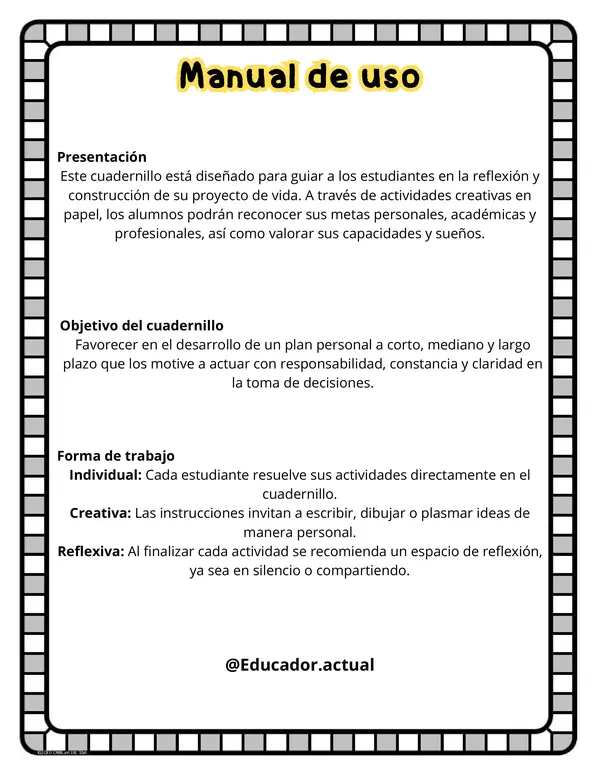 Cuadernillo: Proyecto de vida