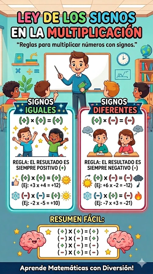 Ley de los signos en la multiplicación