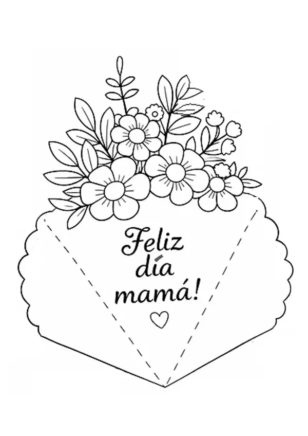 Tarjeta Día de la Madre para Colorear | Manualidad Regalo Mamá