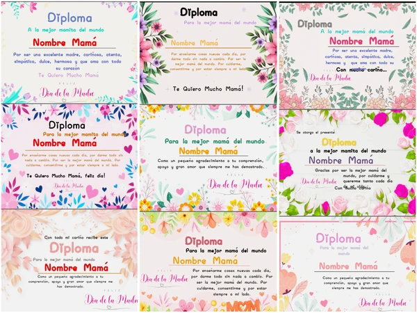 Diplomas día de la madre/ editables 