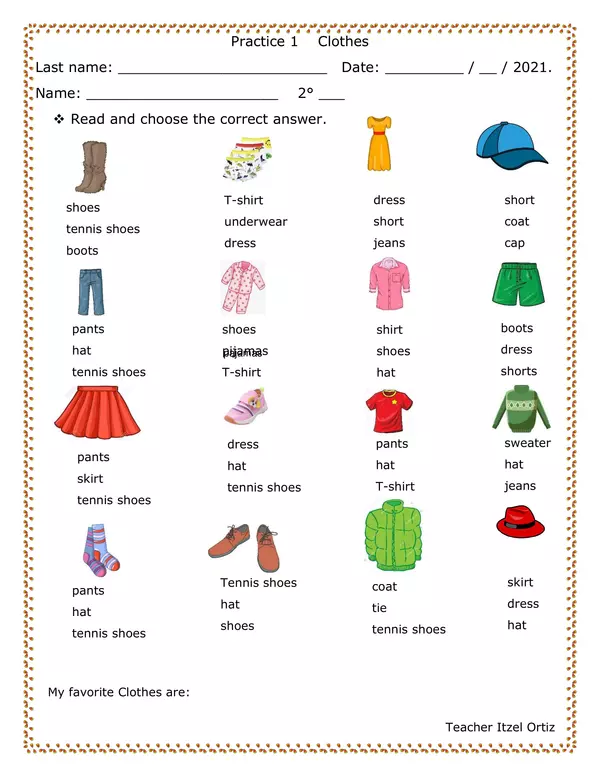 CLOTHES VOCABULARY PRACTICE