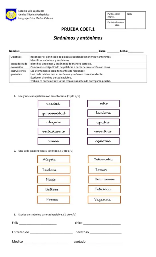 Sinonimos y Antonimos