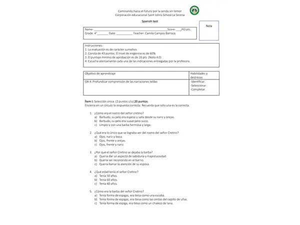 test ingles