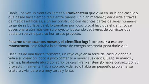 presentacion guia de trabajo   Frankstein , sexto basico