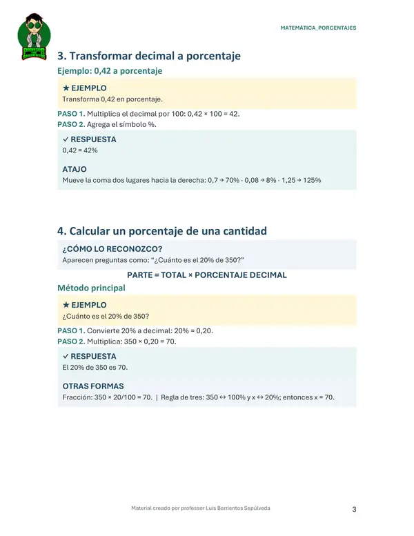 Guía de porcentajes 