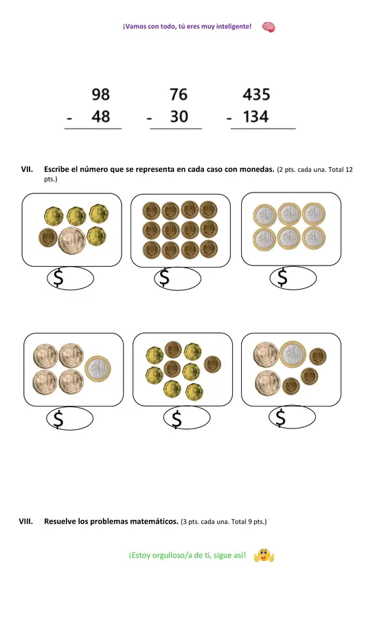 Prueba de matemática segundo básico Unidad 2