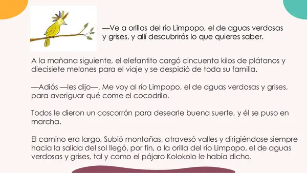 comprensión de lectura El elefante curioso