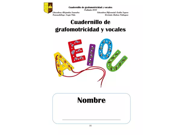 Cuadernillo de grafomotricidad y vocales PDF