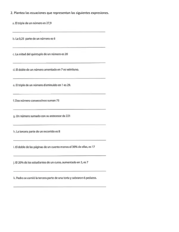 Plantear ecuaciones lineales.