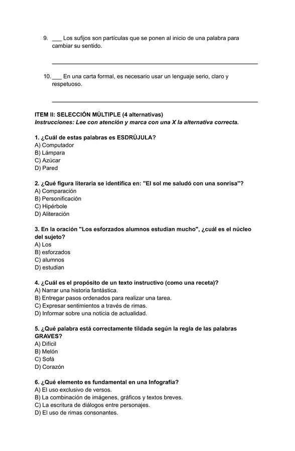 Diagnóstico Quinto Básico