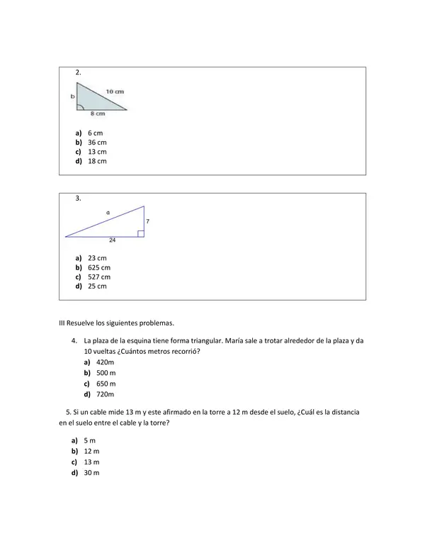 Evaluación Teorema de Pitágoras