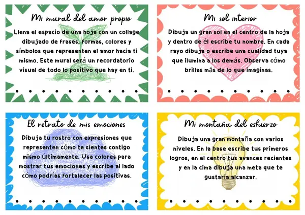 Tarjetas dibuja tu autoestima