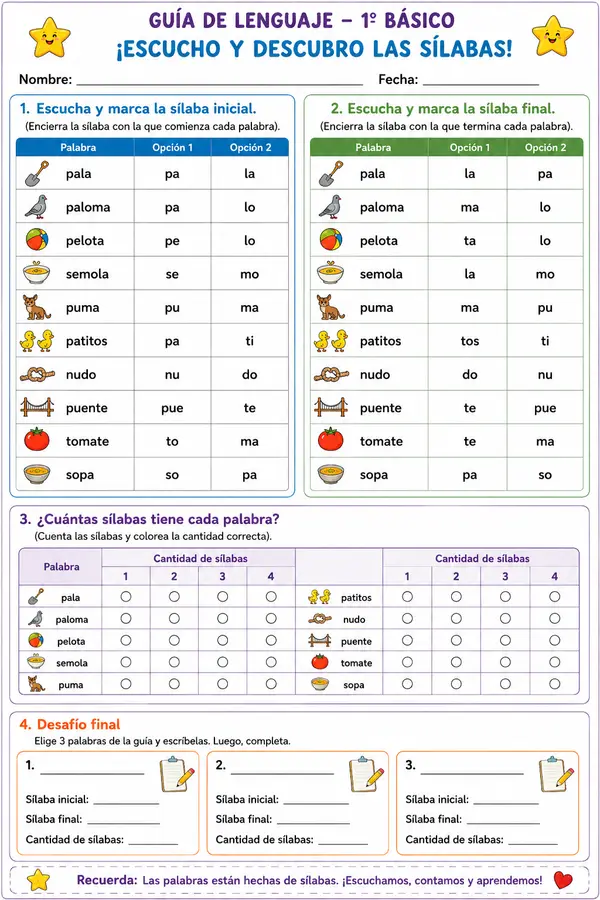 1ero básico: Lenguaje