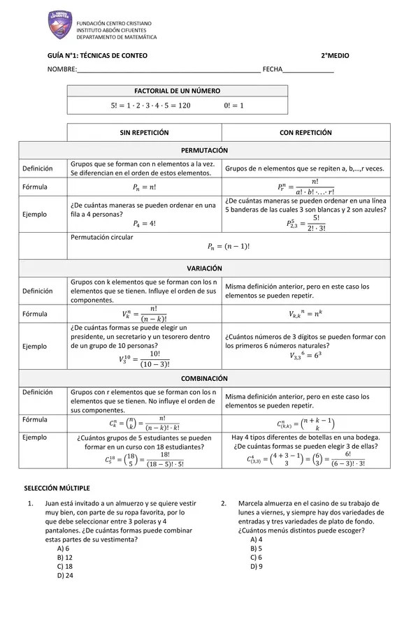 TÉCNICAS DE CONTEO