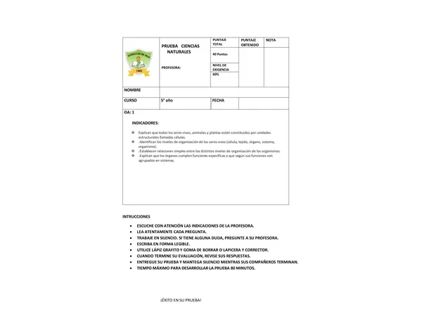 Nivel de organización de los seres vivos