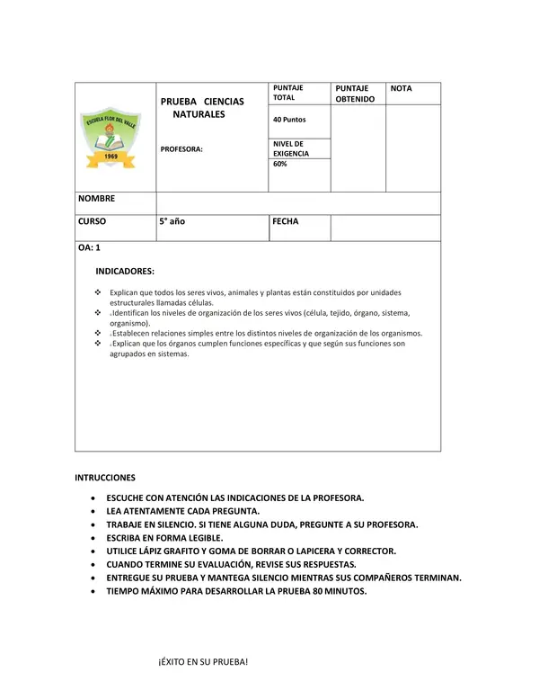 Nivel de organización de los seres vivos