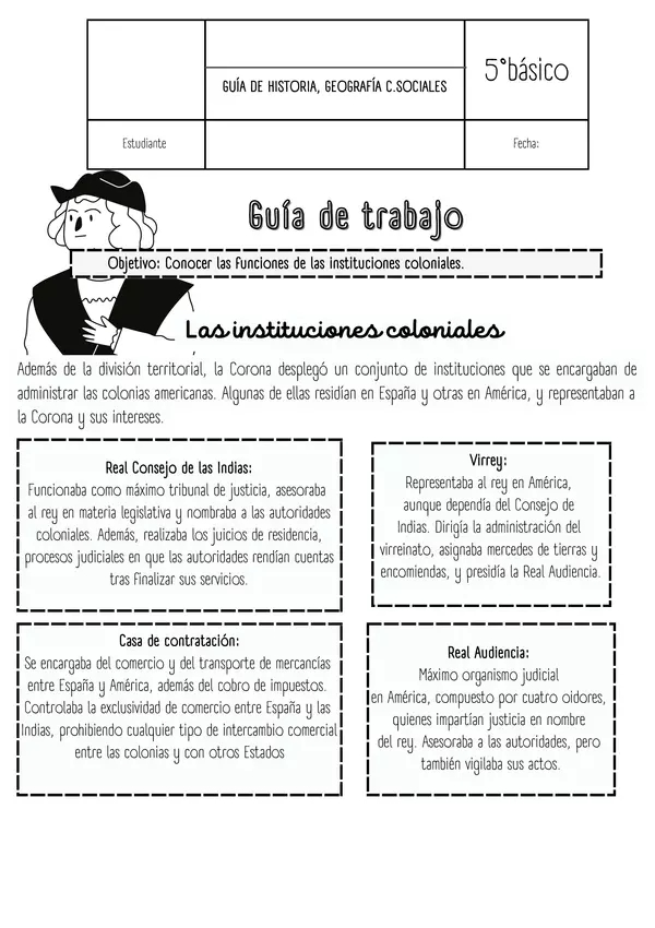 Guías para trabajar periodo colonial de Chile 5°
