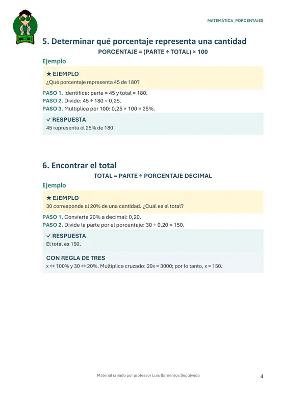 Guía de porcentajes 
