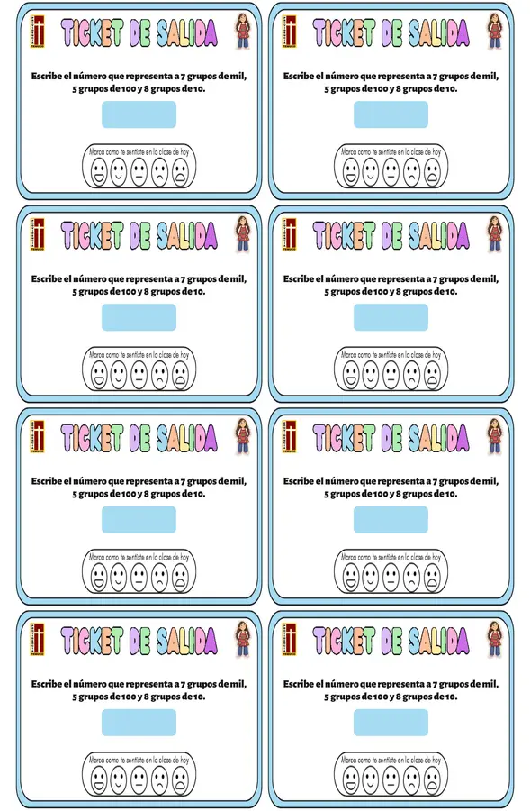 Ticket de salida OA1 matemáticas 4° básico