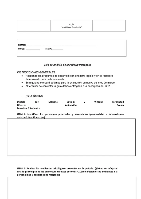 guía análisis Persepólis