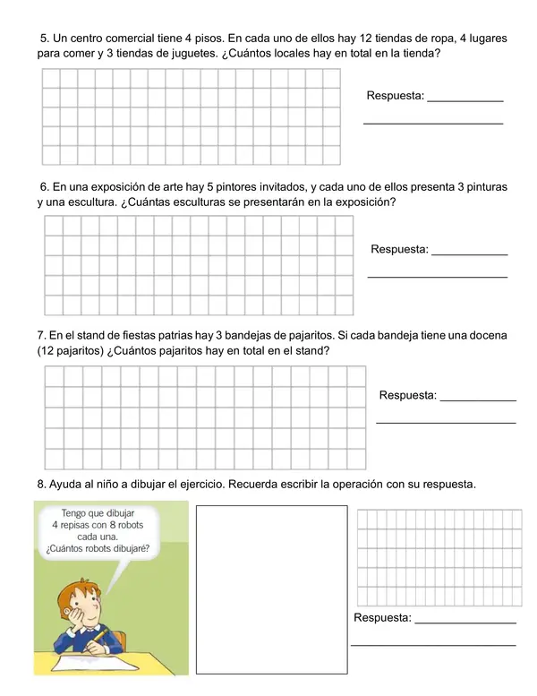 Guía de matemáticas problemas de multiplicaciones