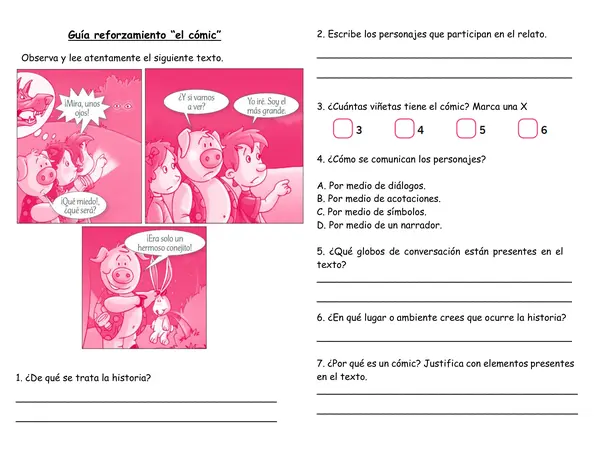 Guía de comprensión cómic 4° año