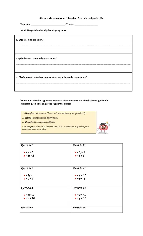 sistema de ecuaciones lineales 2x2