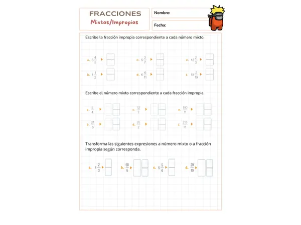 Fracciones impropias y mixtas