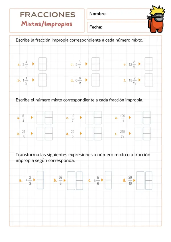 Fracciones impropias y mixtas