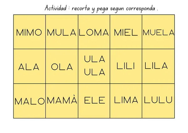 Cuadernillo con actividades recortables consonantes M y L