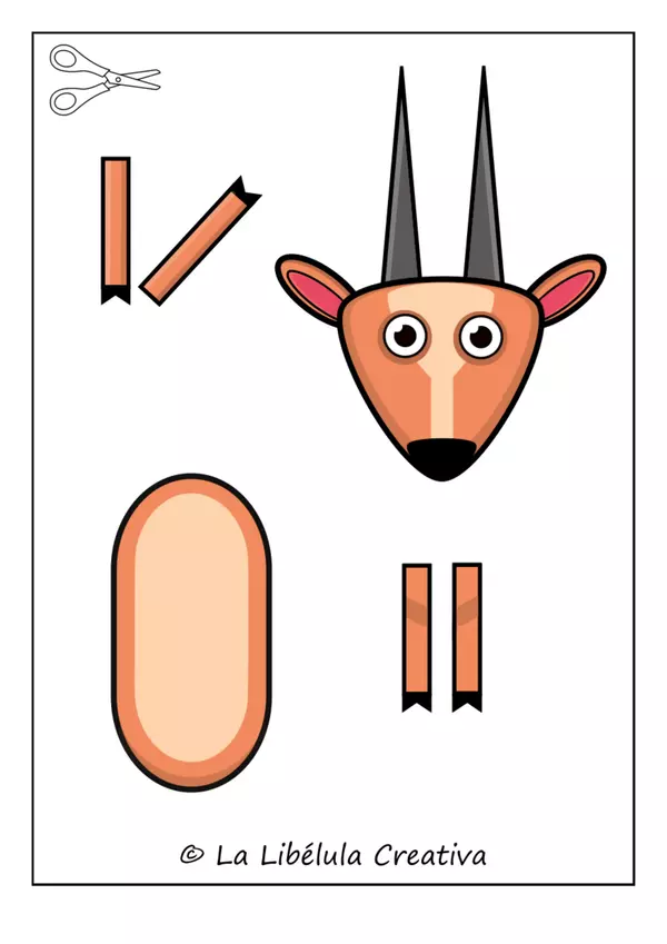 Construye Sabana Antilope Animal Puzzle Color Recortar