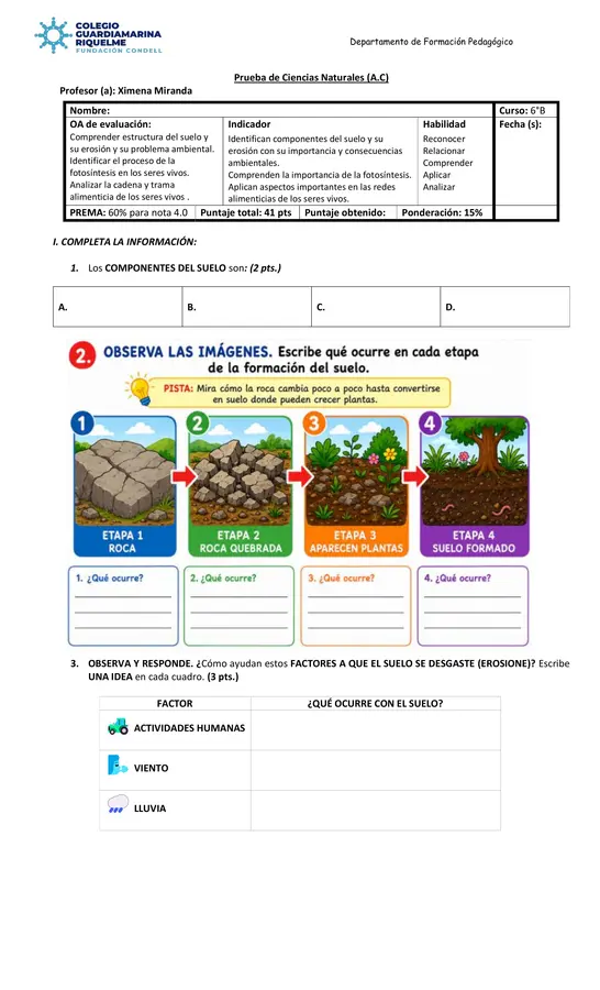 Prueba de Ciencias Naturales (A.C)