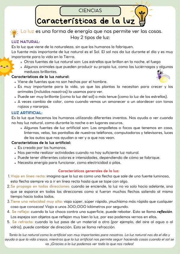Características de la luz y el sonido