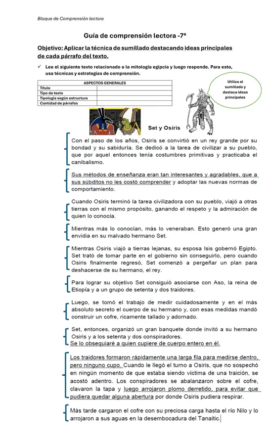 Guía de comprensión lectora- técnica de sumillado