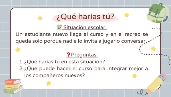 ✨ Tarjetas “¿Qué Harías Tú?” | Convivencia Escolar y Reflexión | 7 Situaciones Escolares