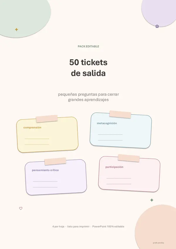  50 TICKETS DE SALIDA EDITABLES
