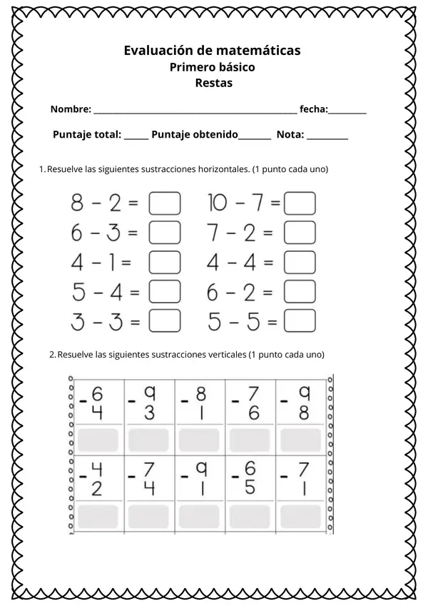 Evaluación de Matemáticas 