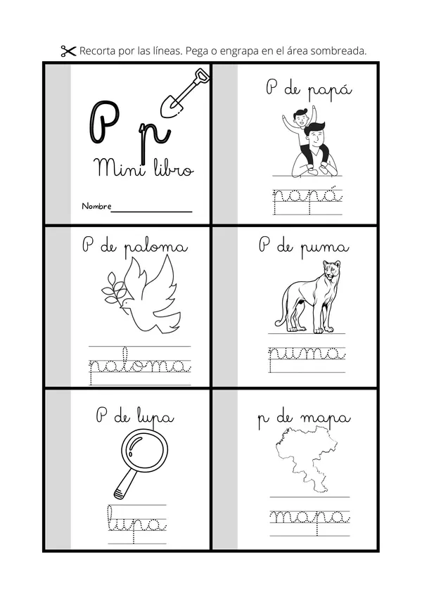 mini libro letra p