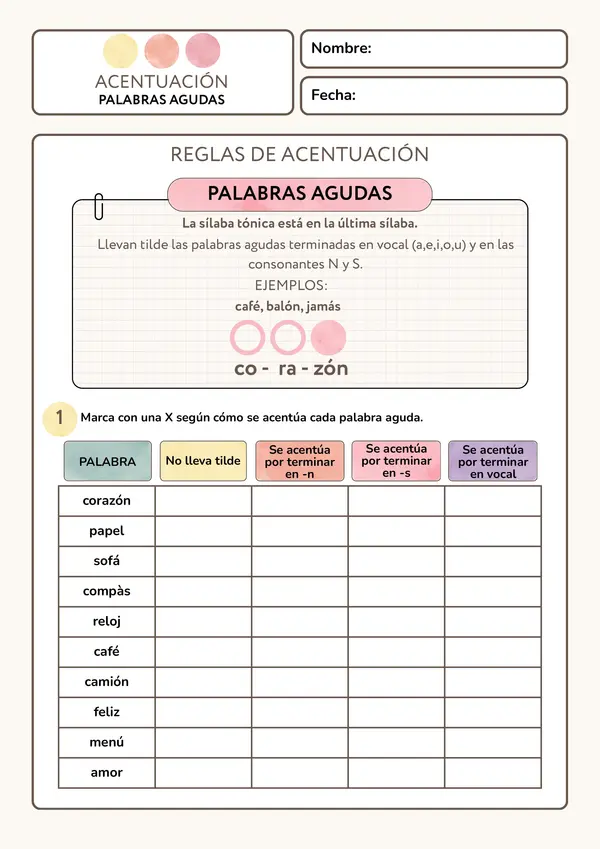 Guía palabras AGUDAS