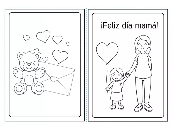 Tarjeta Día de la Madre (coloreable)