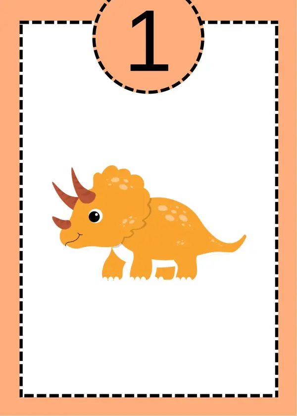Tarjetas numéricas de dinosaurios