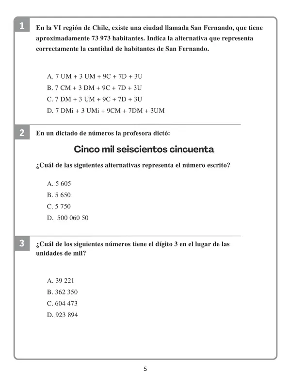 Ensayo SIMCE - Matemática 4to básico N° 1 