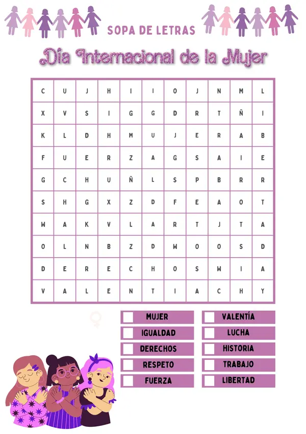 Sopa de letras – Día Internacional de la Mujer 🌸